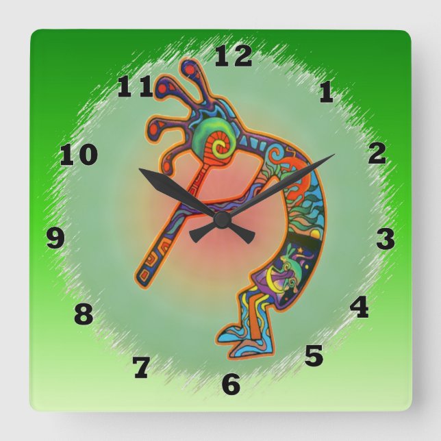 Rabbit Kokopelli Square Wall Clock (Front)