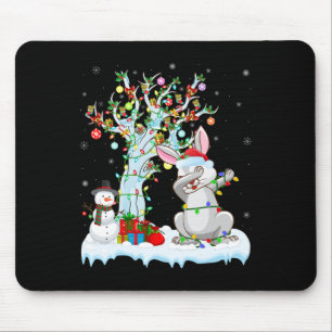Rabbit Lights Xmas Tree Funny Dabbing Rabbit Chris Mouse Mat