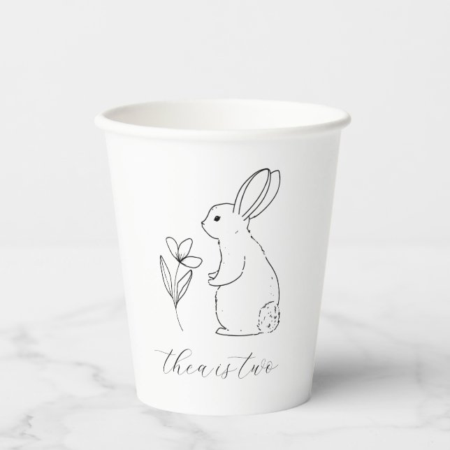 Rabbit Line Drawing Paper Cups (Front)
