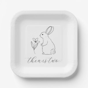 Rabbit Line Drawing Paper Plate