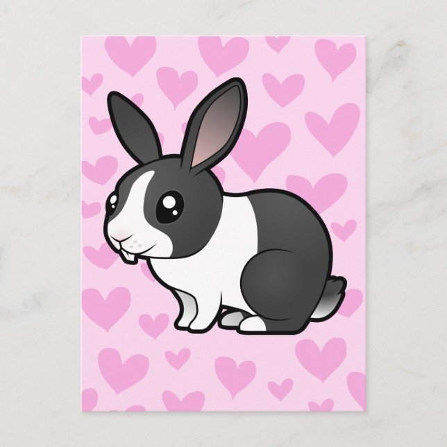 Rabbit Love (uppy ear smooth hair) Postcard (Front)