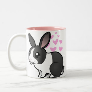 Rabbit Love (uppy ear smooth hair) Two-Tone Coffee Mug