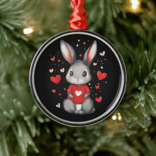 Rabbit Lover Heart Girl Metal Tree Decoration