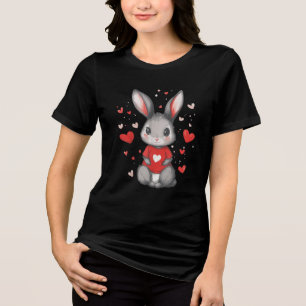 Rabbit Lover Heart Girl Tri-Blend Shirt