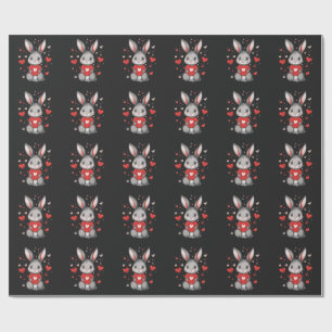 Rabbit Lover Heart Girl Wrapping Paper