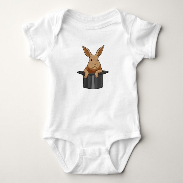 Rabbit Magician Magic hat Baby Bodysuit (Front)