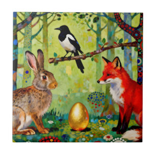 Rabbit, Magpie, Fox and “The Forest’s Secret” Tile
