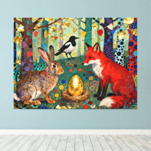 Rabbit, Magpie, Fox and “The Golden Goose Egg” Canvas Print