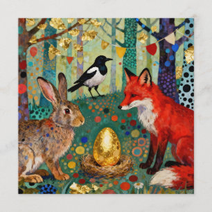 Rabbit, Magpie, Fox and “The Golden Goose Egg” Invitation
