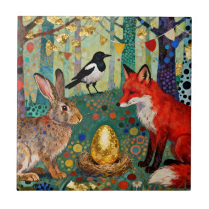 Rabbit, Magpie, Fox and “The Golden Goose Egg” Tile