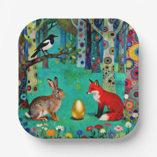 Rabbit, Magpie, Fox and “The Sharing Path” Paper Plate