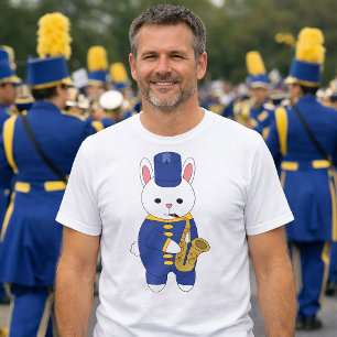 Rabbit Marching Band Saxophone Blue Gold T-Shirt