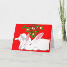 Rabbit Mistletoe Bunny Love Holiday Card