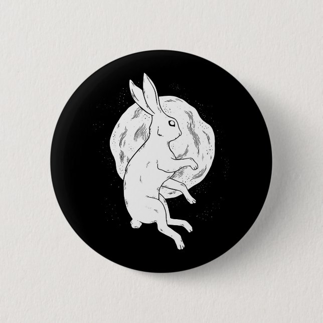 Rabbit Moon 6 Cm Round Badge (Front)