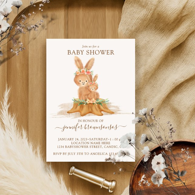 Rabbit Mummy Bunny Baby Invitation (Creator Uploaded)