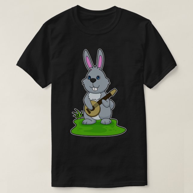 Rabbit Musician Guitar Music T-Shirt (Design Front)
