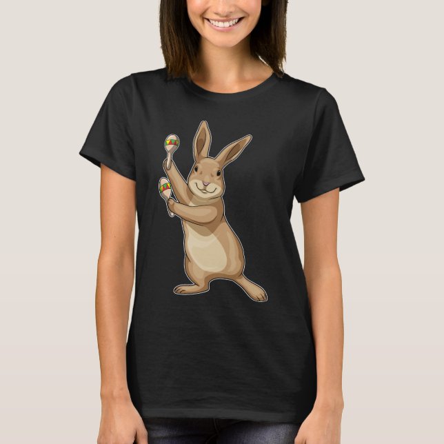 Rabbit Musician Maracas Music T-Shirt (Front)