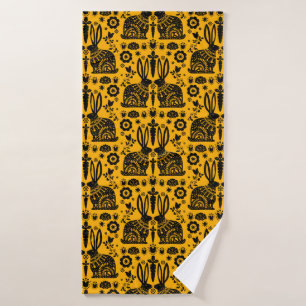 Rabbit Nordic Scandinavian Folk Art     Bath Towel