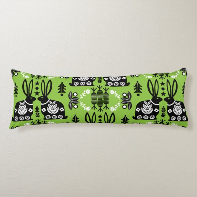 Rabbit Nordic Scandinavian Folk Art          Body Cushion (Front)