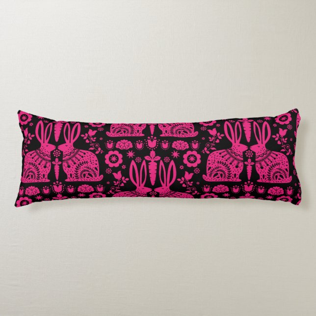 Rabbit Nordic Scandinavian Folk Art     Body Cushion (Front)