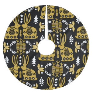 Rabbit Nordic Scandinavian Folk Art Brushed Polyester Tree Skirt