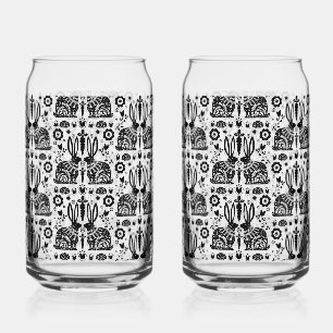 Rabbit Nordic Scandinavian Folk Art     Can Glass