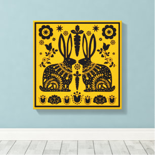 Rabbit Nordic Scandinavian Folk Art     Canvas Print