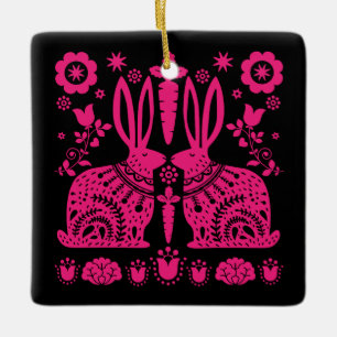 Rabbit Nordic Scandinavian Folk Art     Ceramic Ornament