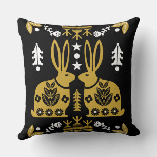 Rabbit Nordic Scandinavian Folk Art       Cushion