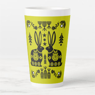 Rabbit Nordic Scandinavian Folk Art Latte Mug