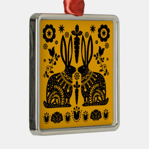 Rabbit Nordic Scandinavian Folk Art     Metal Tree Decoration