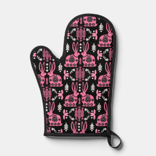 Rabbit Nordic Scandinavian Folk Art Oven Mitt