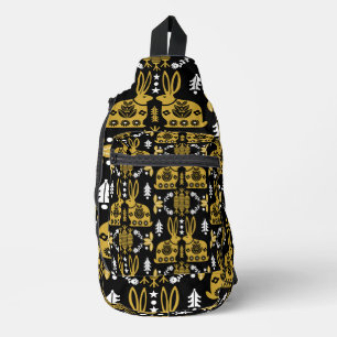 Rabbit Nordic Scandinavian Folk Art Sling Bag