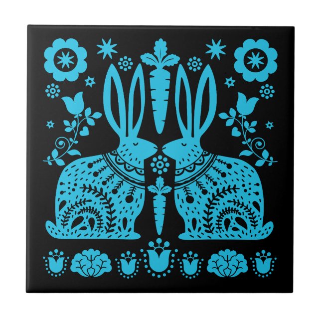 Rabbit Nordic Scandinavian Folk Art     Tile (Front)