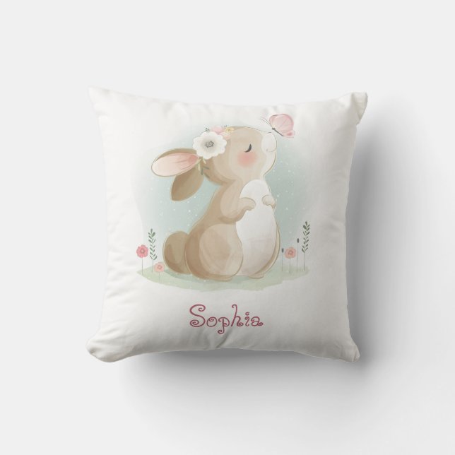 Rabbit nursery decor Baby shower gift Throw Pillow (Front)