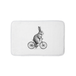 Rabbit On A Bike Bunny Bicycle Cycing Biking Men W Bath Mat