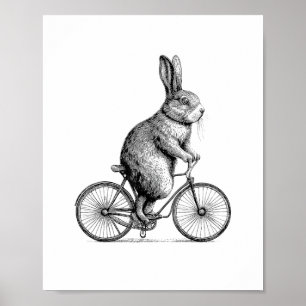 Rabbit On A Bike Bunny Bicycle Cycing Biking Men W Poster
