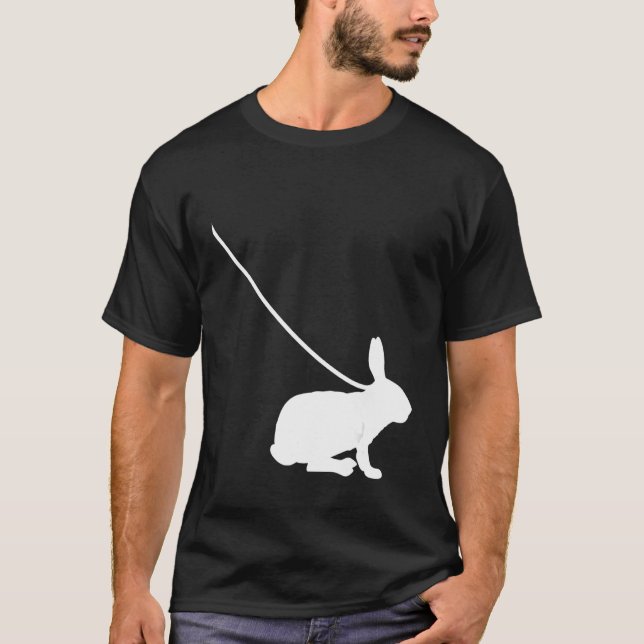 Rabbit on a Leash Bunny Hare Pet Animal Cute T-Shirt (Front)