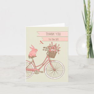 Rabbit on Bicycle Thank You for Gift Note Card