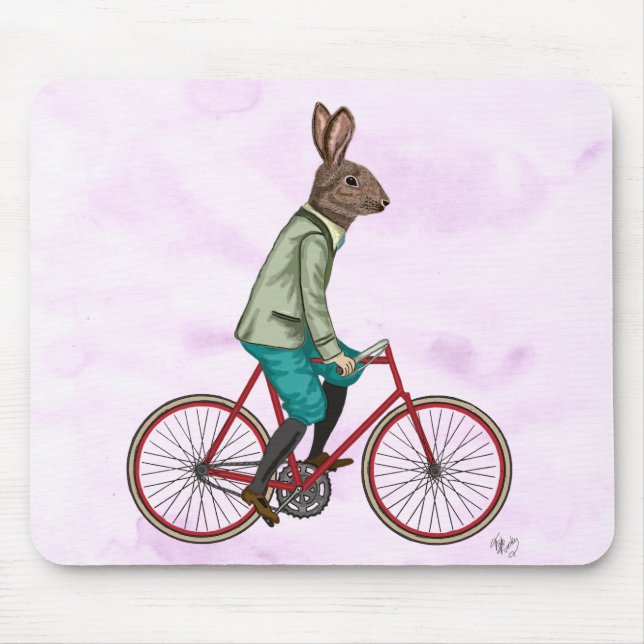 Rabbit On Bike 3 Mouse Mat (Front)