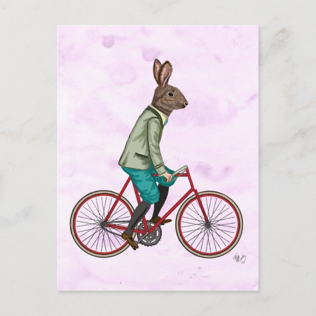 Rabbit On Bike 3 Postcard (Front)