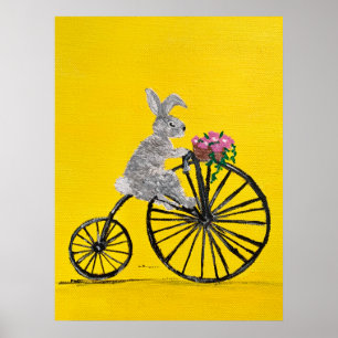 Rabbit on Bike Poster