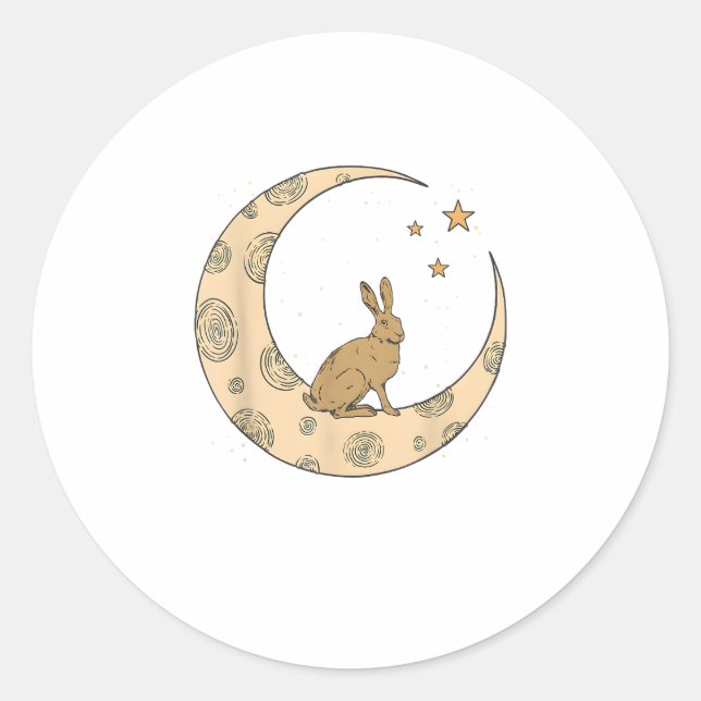 Rabbit On The Moon Bunny  Classic Round Sticker (Front)