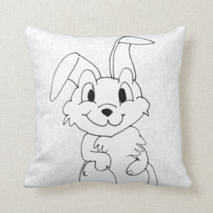 Rabbit On White Damask Cushion