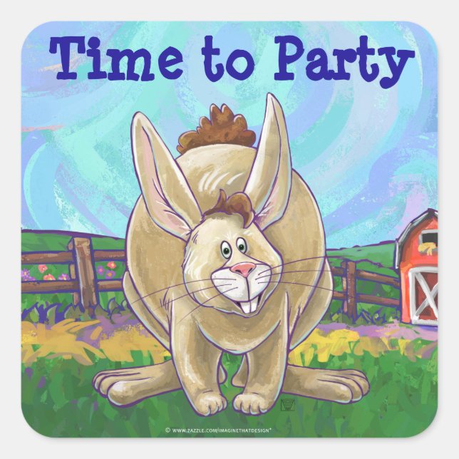 Rabbit Party Centre Square Sticker (Front)