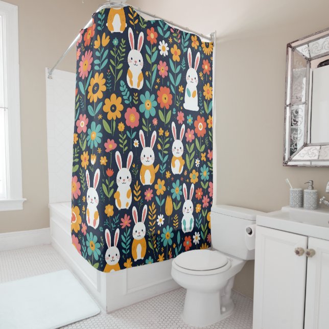 Rabbit pattern shower curtain (In Situ)