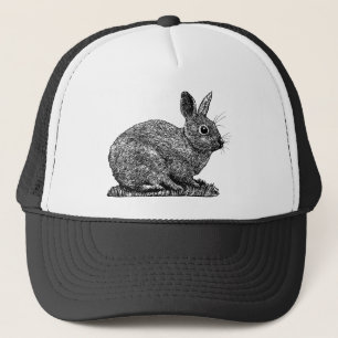 Rabbit - Pen and Ink Style Drawing Trucker Hat