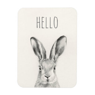 Rabbit Pencil Drawing Magnet