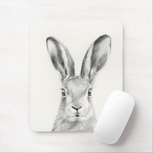 Rabbit Pencil Drawing Mouse Mat