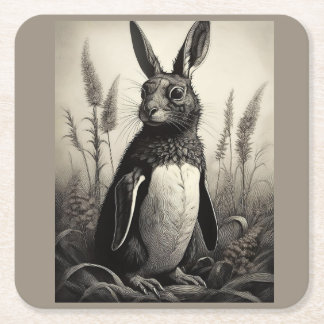 Rabbit Penguin Mythical Creature Square Paper Coaster